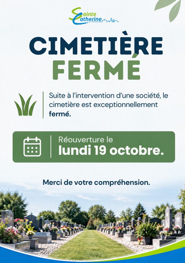 📢 INFORMATION – FERMETURE DU CIMETIÈRE